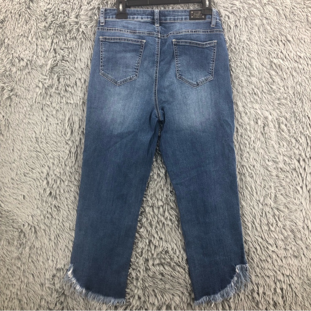 Earl Jeans Womens Size 12 Straight Ankle Fringe Hem Jeans